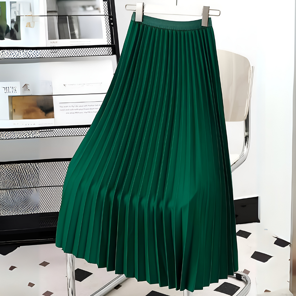 Satijnen geplooide rok met hoge taille
