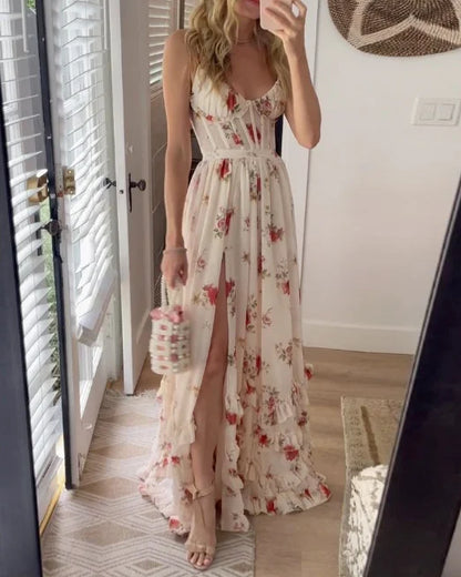 Romantische Bloemenjurk Met Split