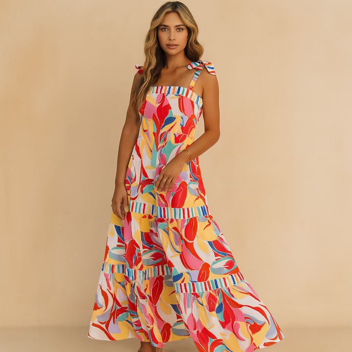 Mouwloze Maxi-Jurk met Print