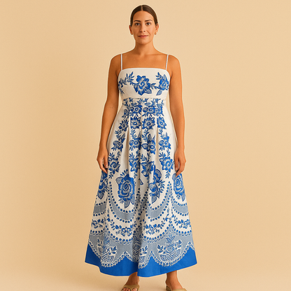 Elegante Maxi Jurk met Griekse Print