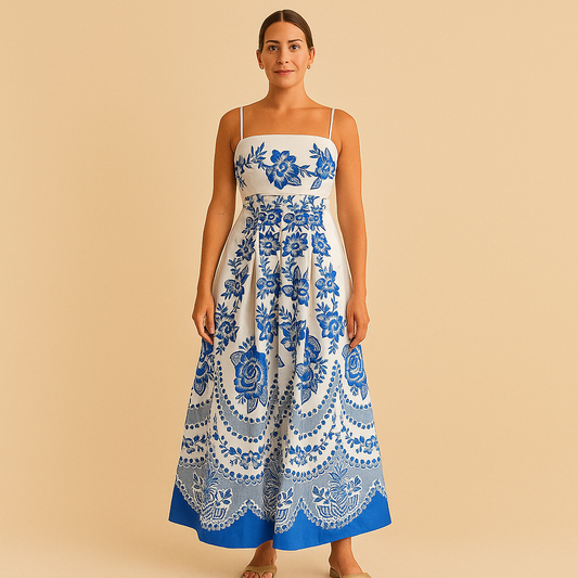 Elegante Maxi Jurk met Griekse Print