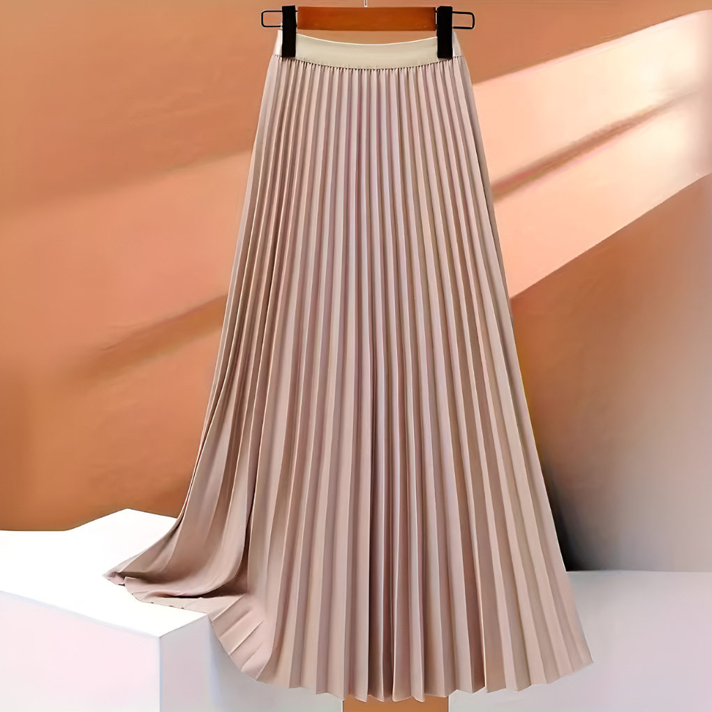 Satijnen geplooide rok met hoge taille