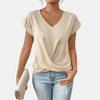 Damesblouse met V-hals en gedrapeerde zoom