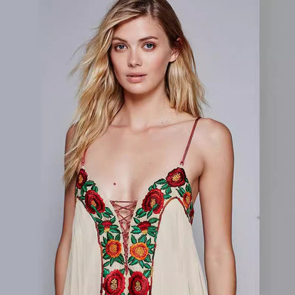 Boho Maxi Jurk met Bloemenstrook