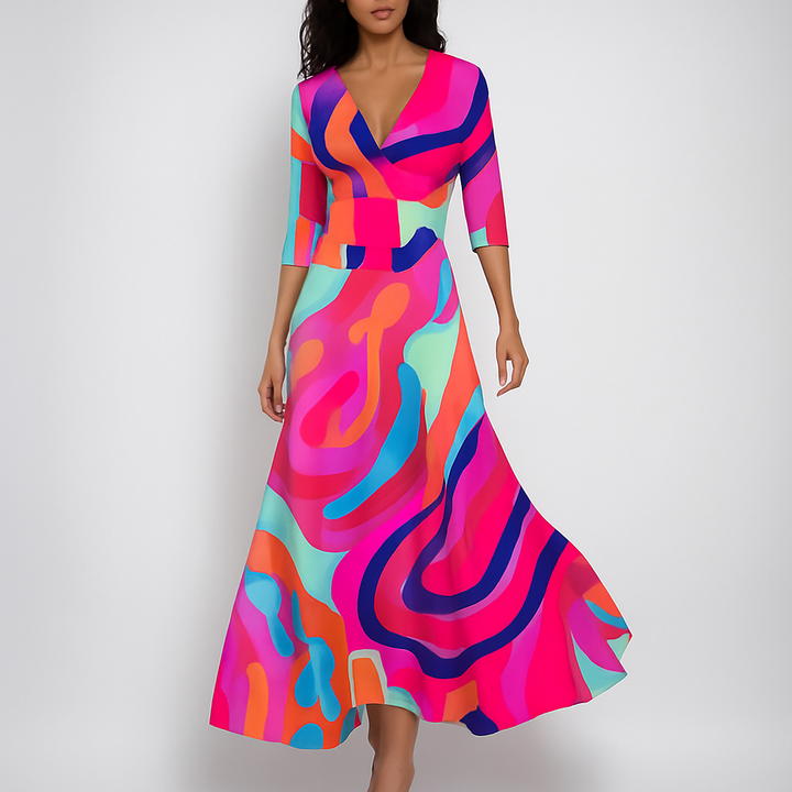 Zomerse bohemian maxi-jurk met V-hals