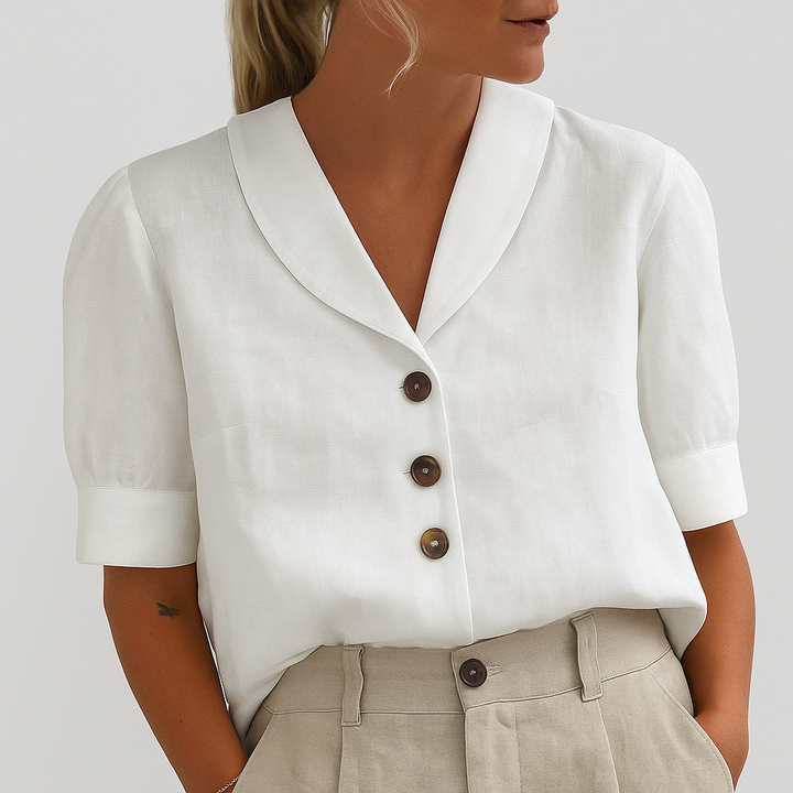Trendy katoenen en linnen dames-T-shirt