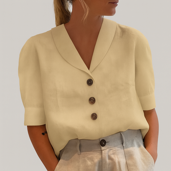 Trendy katoenen en linnen dames-T-shirt