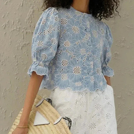 Chique Blouse met Pofmouwen