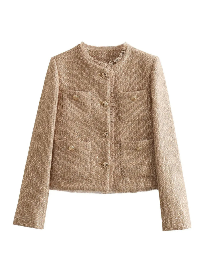 Elegant kort tweedjasje voor dames Tijdloze elegantie met een moderne twist