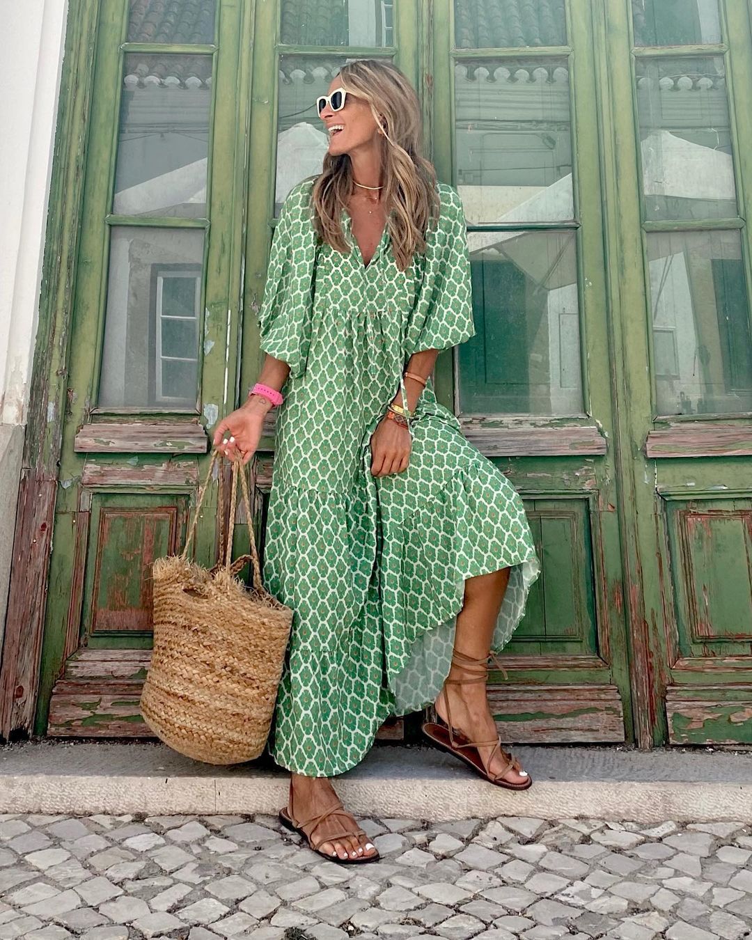 Elegante Geometrische Maxi Jurk