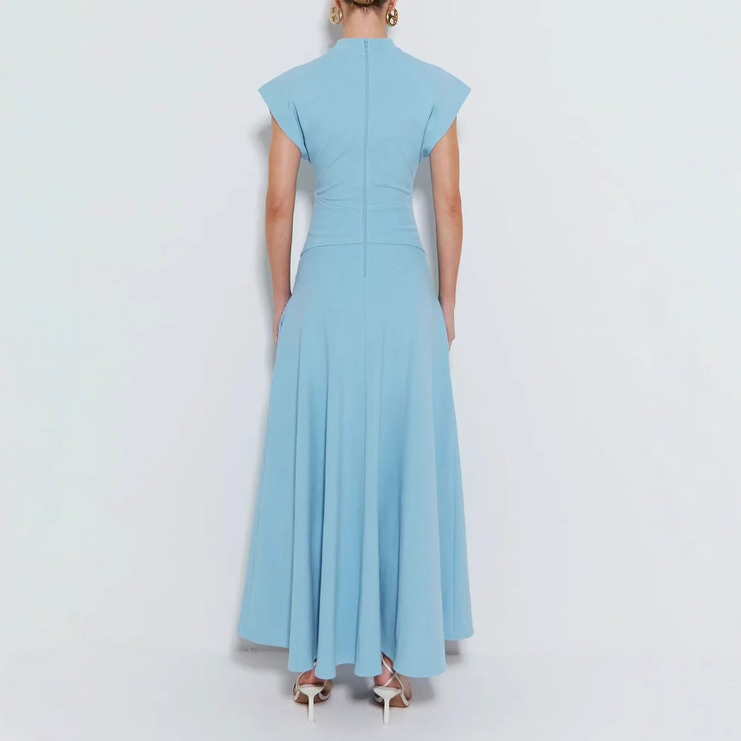Elegante Maxi Jurk met Hoge Hals