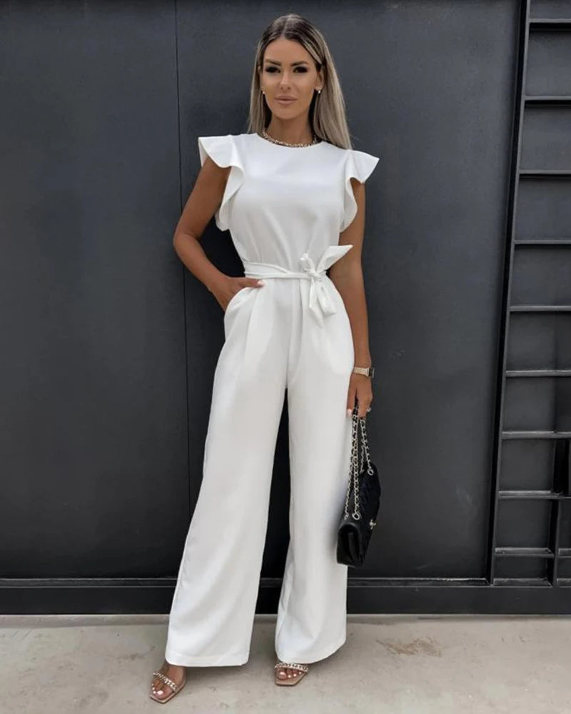 Elegante jumpsuit met fladderende mouwen