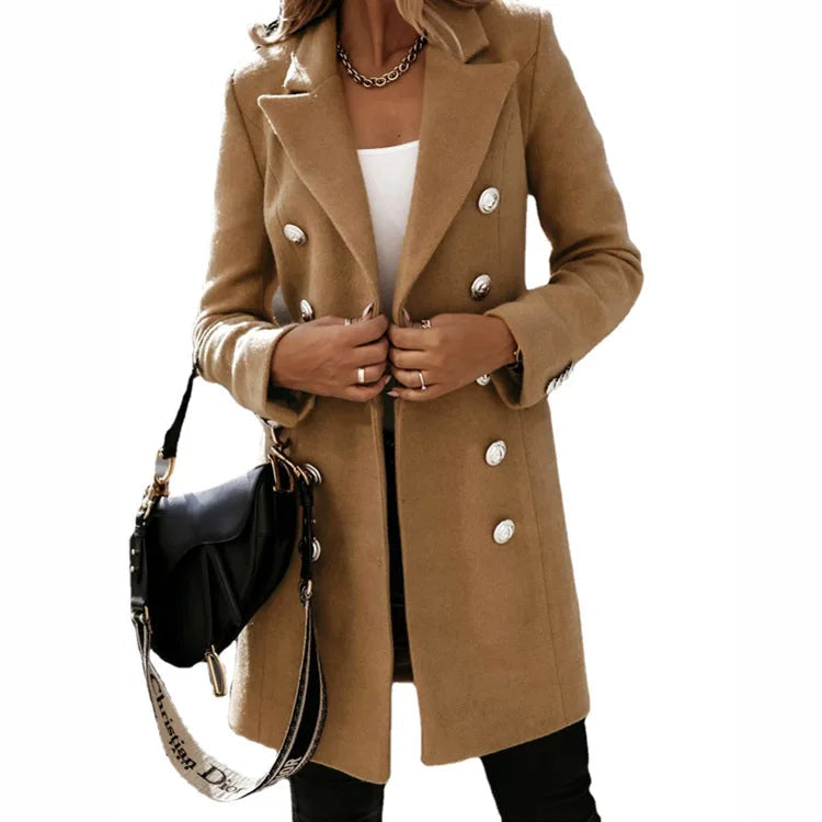 Elegante lange wollen jas voor dames