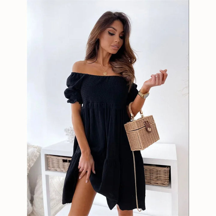 Elegante mini-jurk met één schouder voor de zomer