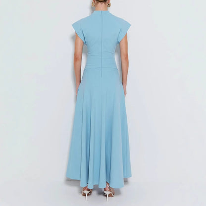 Elegante Maxi Jurk met Hoge Hals