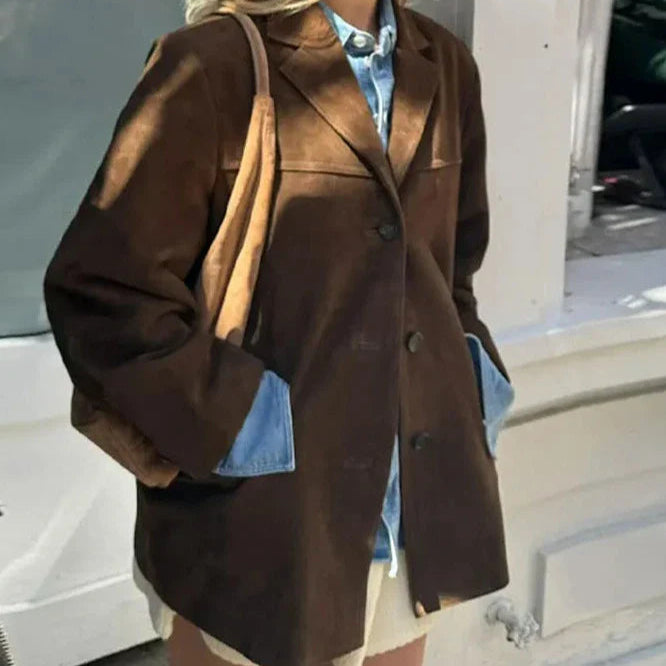 Extra grote suède blazer