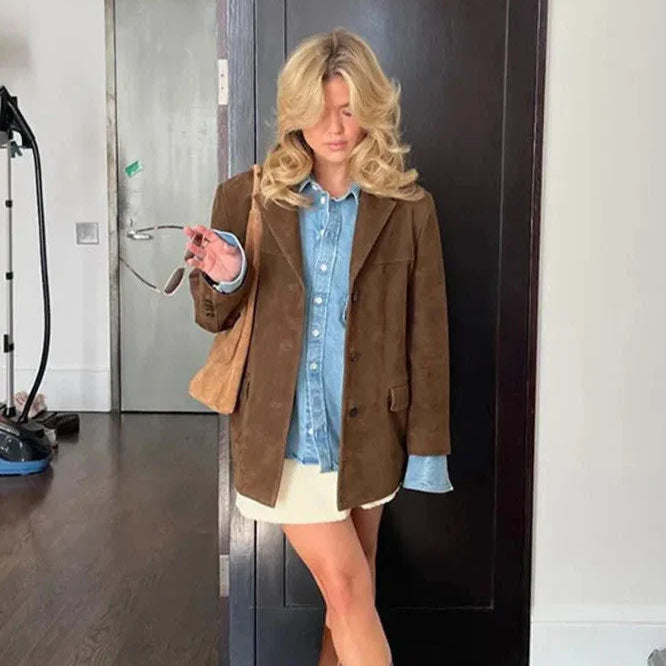 Extra grote suède blazer