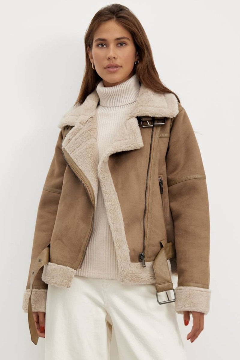 Judith - Gezellige Shearling Aviator Jas