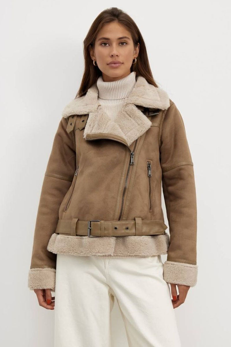 Judith - Gezellige Shearling Aviator Jas