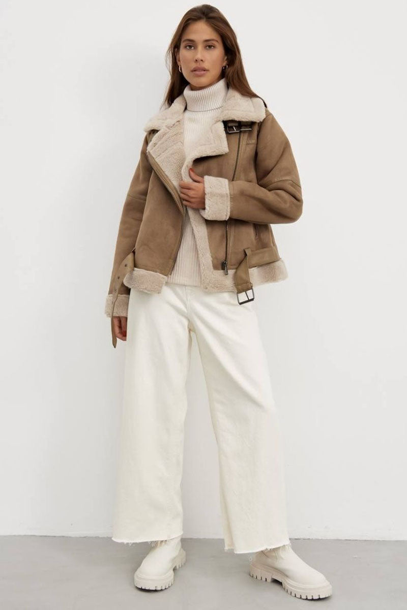 Judith - Gezellige Shearling Aviator Jas