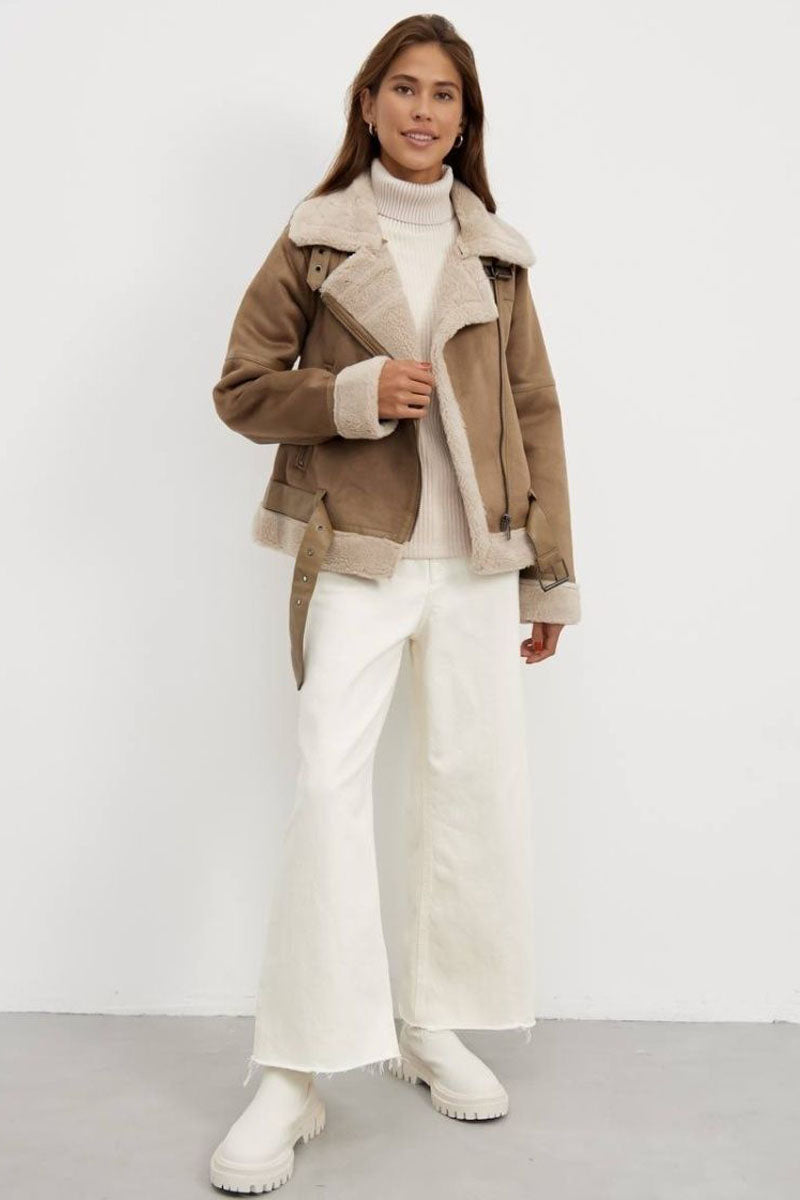 Judith - Gezellige Shearling Aviator Jas