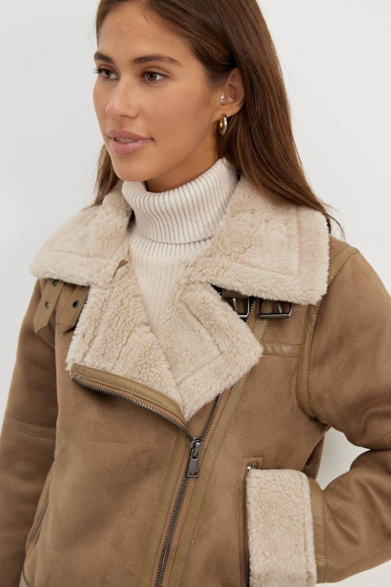 Gezellige Shearling Aviator Jas