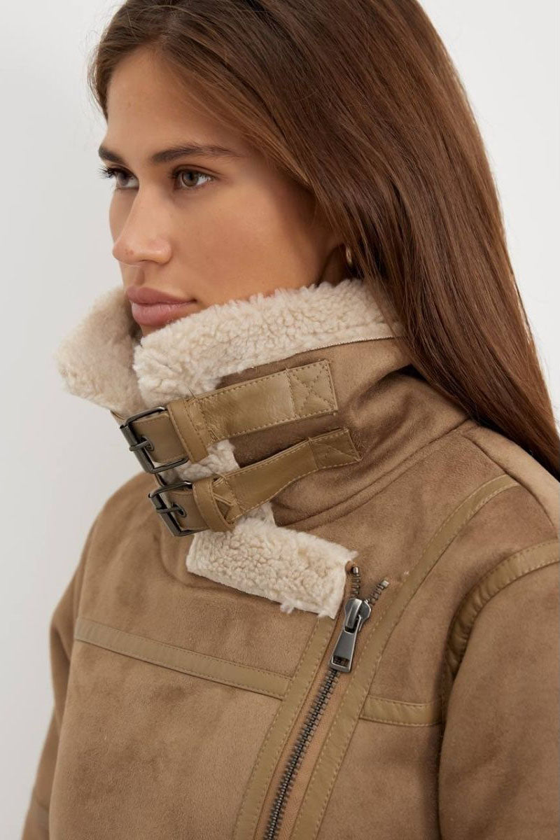 Gezellige Shearling Aviator Jas