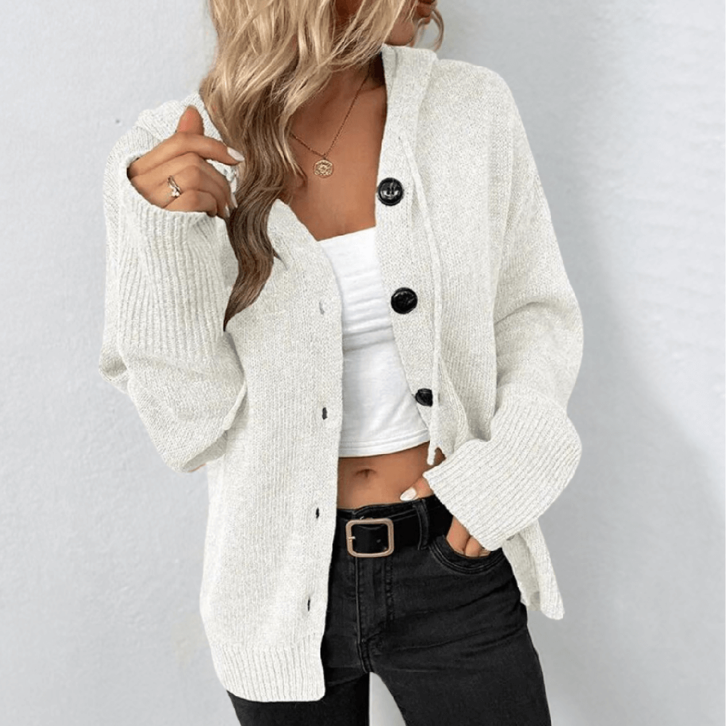 Gebreid damesvest – warm overhemd met pufferdetail