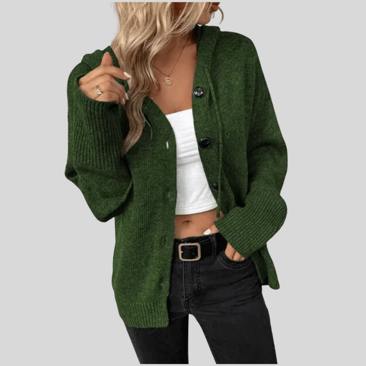 Gebreid damesvest – warm overhemd met pufferdetail