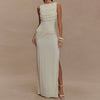 Gedrapeerde mouwloze maxi-jurk met split