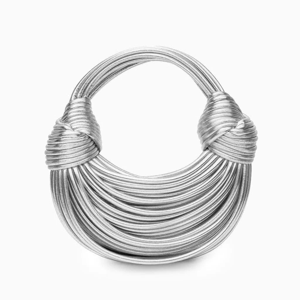 Geweven dameshandtas met knoopdetail