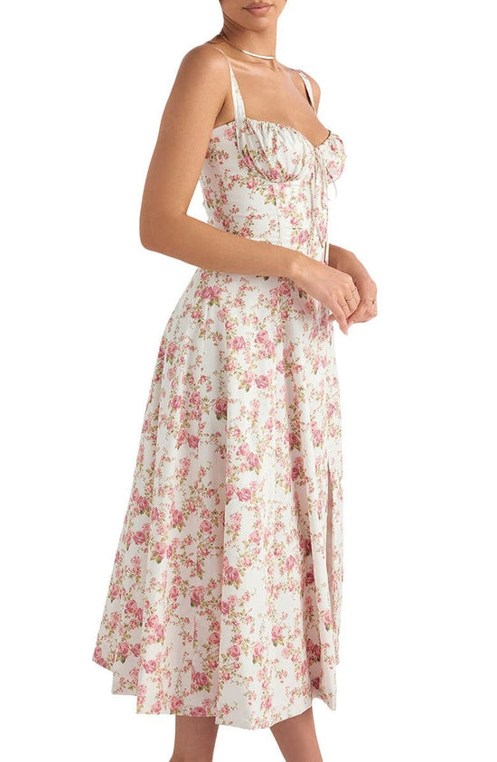 Bloemen taille-vormende jurk