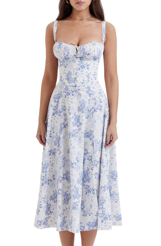 Bloemen taille-vormende jurk