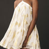 Halterjurk met metallic accenten