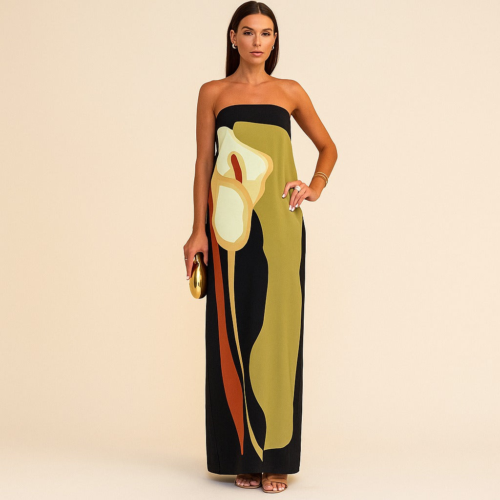 Lange Strapless Jurk