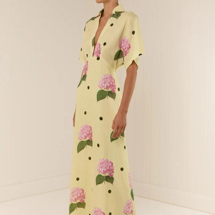 Lange Bloemenprint V-hals Jurk