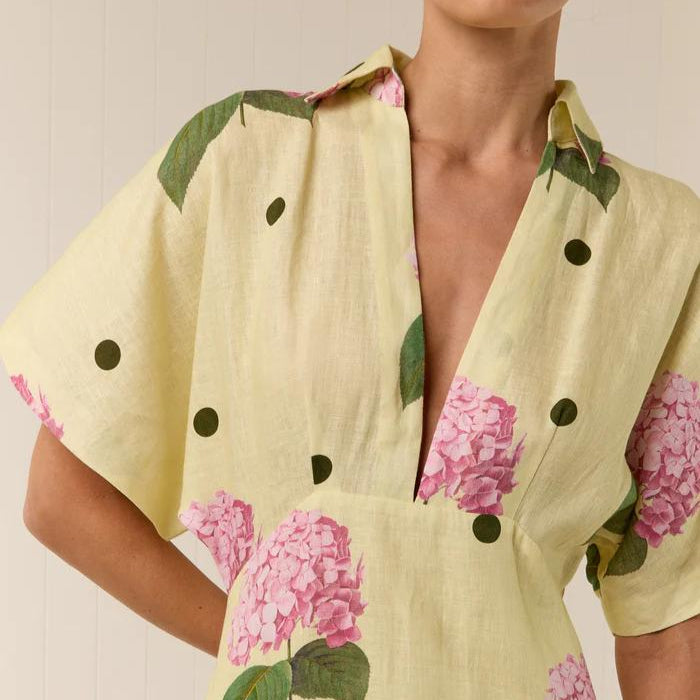 Lange Bloemenprint V-hals Jurk