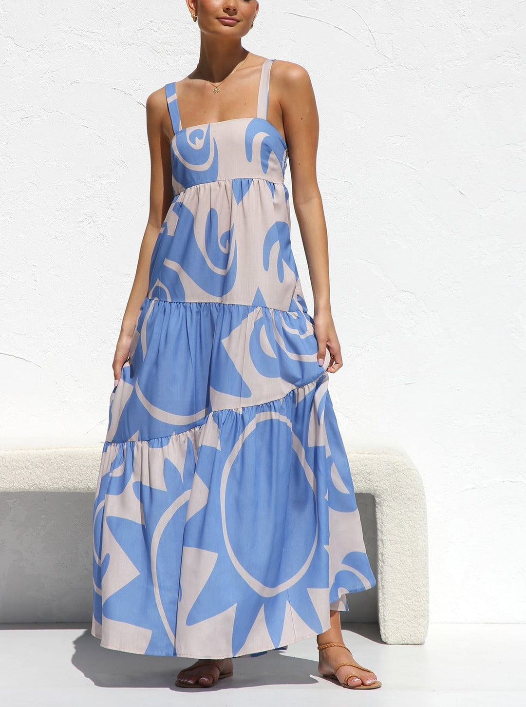 Luchtige maxi-jurk in pastel tinten