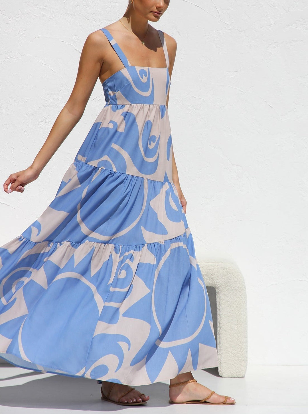 Luchtige maxi-jurk in pastel tinten