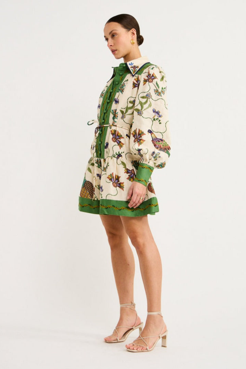 Mini Jurk met Bloemenprint en Groene