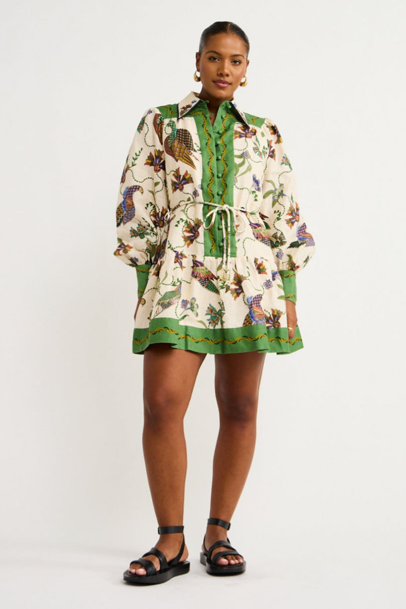 Mini Jurk met Bloemenprint en Groene