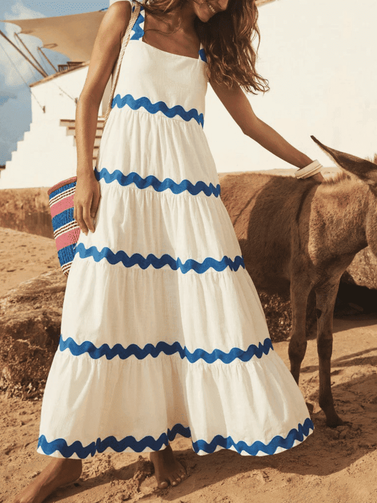 Maxi-jurk met Oceaangolven-accent