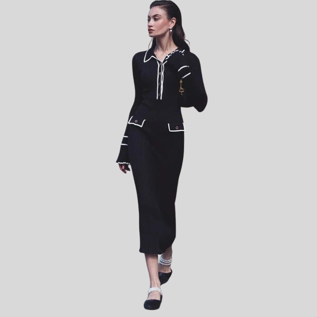 Maxi-jurk voor dames – statement met hoge taille en ruches