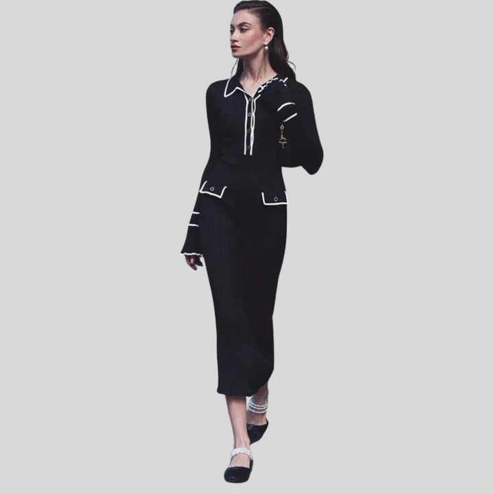 Maxi-jurk voor dames – statement met hoge taille en ruches