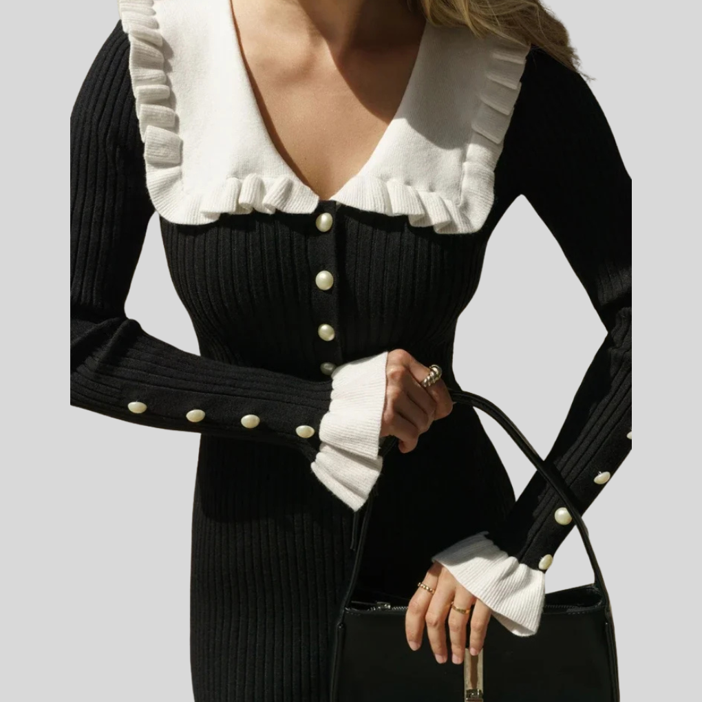 Maxi-jurk voor dames – statement met hoge taille en ruches