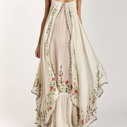 Maxi-jurk met bloemenprint en gelaagde voile