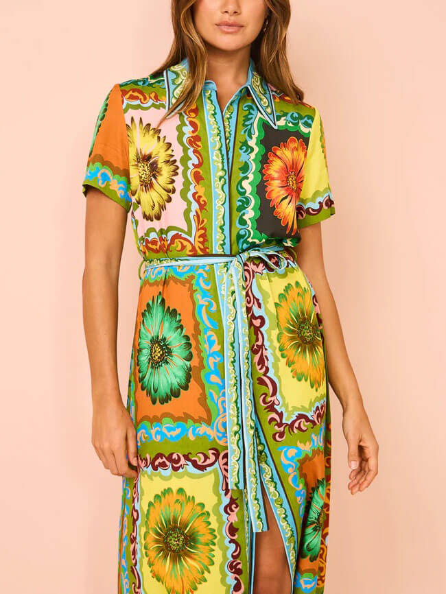 Maxi-overhemdjurk met Zomerse Print