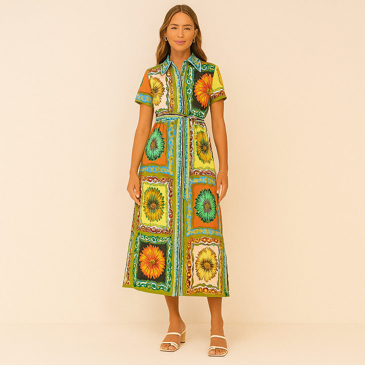 Maxi-overhemdjurk met Zomerse Print