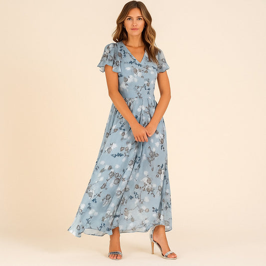 Maxi Jurk met Bloemenprint en V-hals