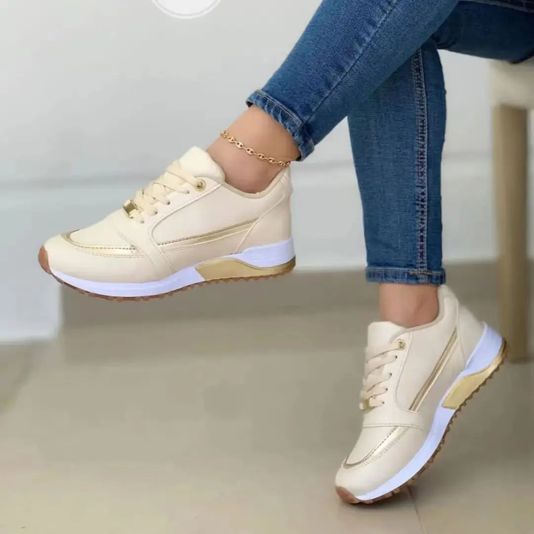 Mesh Camp voor dames; sneakers met leren patchwork